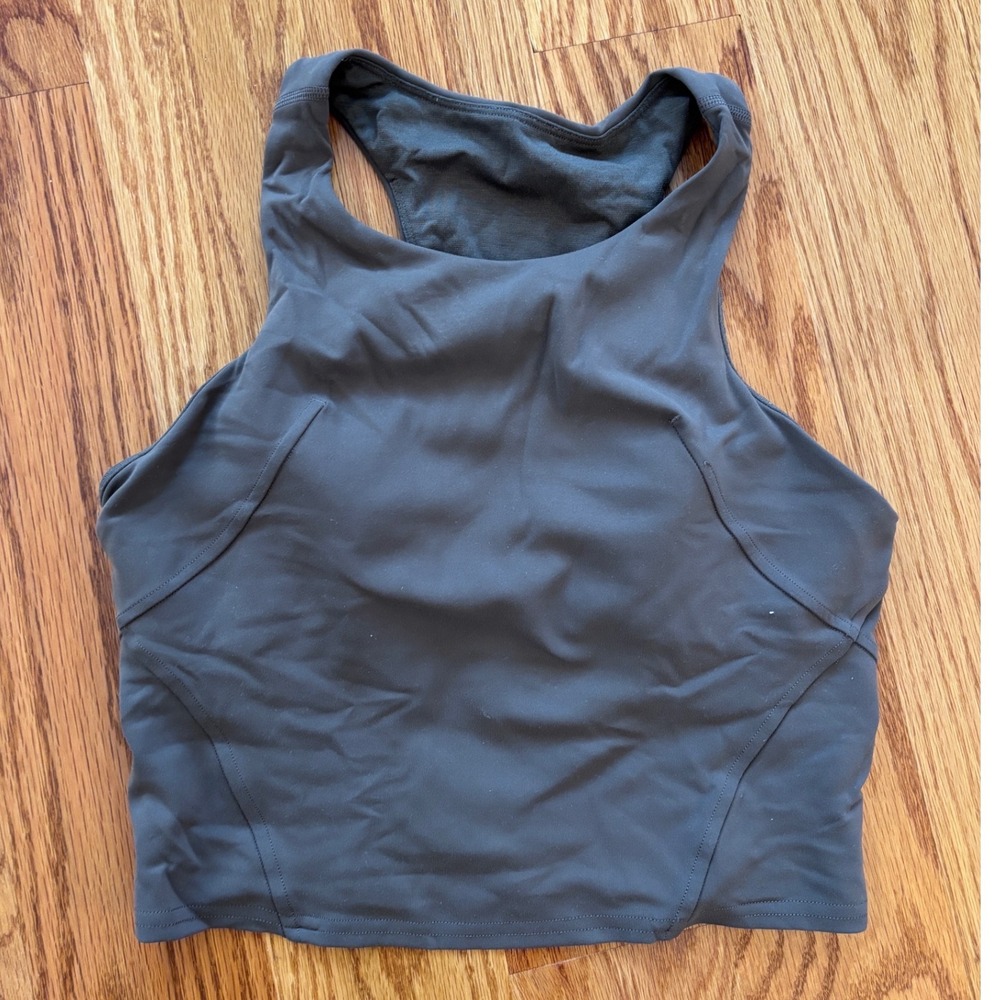 Lululemon High Neck Racerback Crop Tank Top with Built In Bra‎ Green Size 6